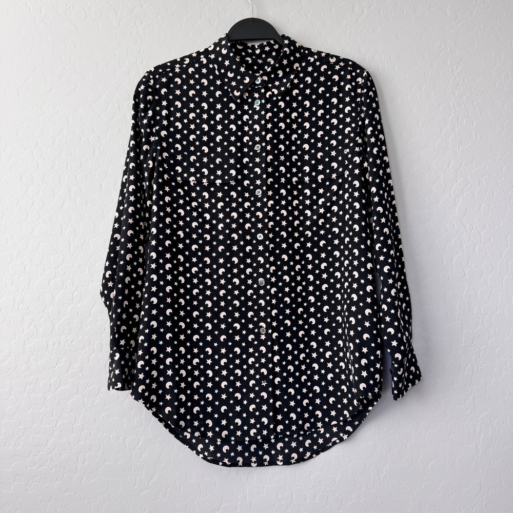 Equipment Femme Silk Star & Moon‎ Print Button Down Shirt XS